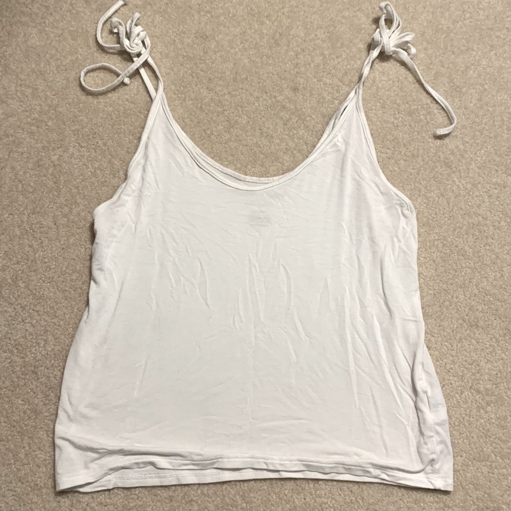 White tie strap tank